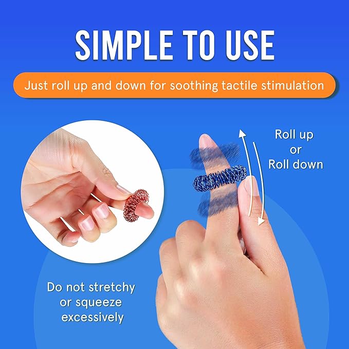 BunMo Spiky Sensory Rings 9pk – Fidget Rings for Adults – Sensory Stimulation & Finger Comfort – Acupressure Rings – Durable & Portable Pain Stim Fidget