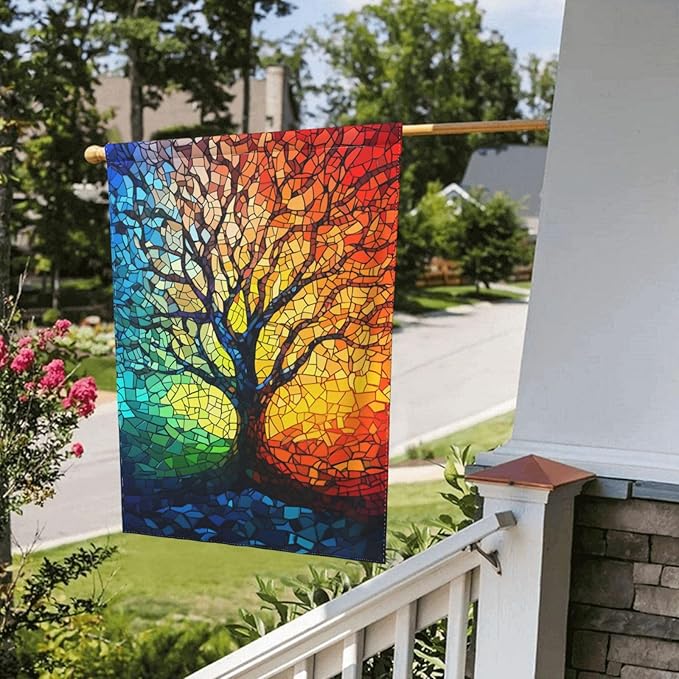 Mosaic Tree Garden Flag 12x18 In Double Sided Yard Flags Lawn Sign Decor No Flagstand