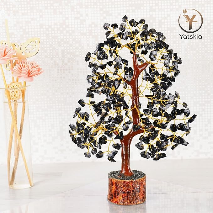 YATSKIA Black Tourmaline Crystal Tree of Life - Money Tree - Birthday Gifts for Women - Chakra Crystals and Stones - Positive Energy Gifts