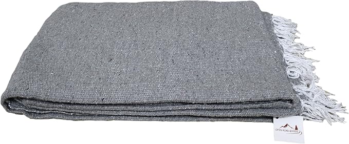 Open Road Goods Solid Color Mexican Yoga Blanket – Large Handwoven Throw for Yoga, Beach, Camping or Home – Soft and Durable Cotton Blend