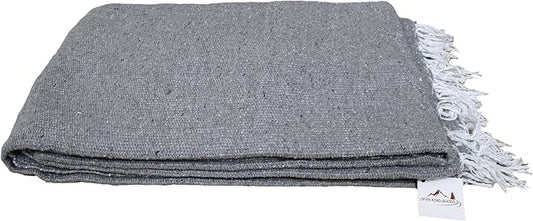 Open Road Goods Solid Color Mexican Yoga Blanket – Large Handwoven Throw for Yoga, Beach, Camping or Home – Soft and Durable Cotton Blend