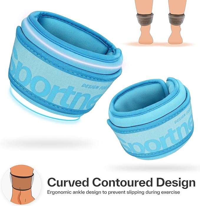 Sportneer Adjustable Ankle Weights for Women and Men：1 Pair 1 2 3 4 6 7 8 10 lbs Upgraded Easily Adjustable Leg Weight, Weighted Wrist Weight Strap for Gym, Fitness, Workout, Walking, Dancing (Black, 2 lbs x 2)