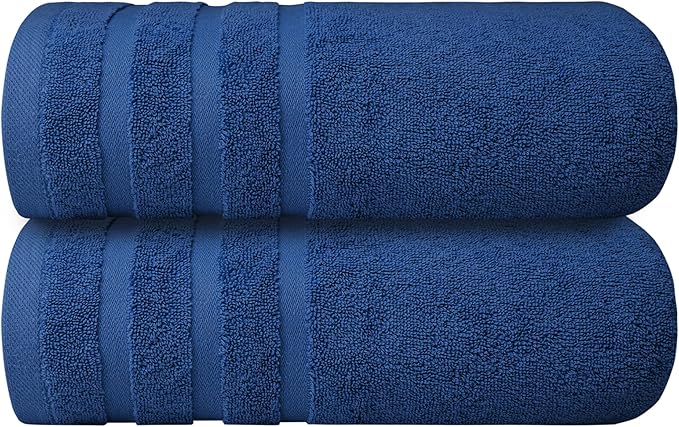Infinitee Xclusives 100% Cotton Luxury Bath Towels Set of 2 (27x54 Inches) (Tranquil Navy, Bath Towels - Pack 2)