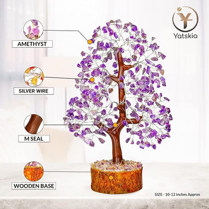 YATSKIA Amethyst Tree -Amethyst Tree of Life, Chakra Tree, Chakra Tree of Life, Healing Crystals, Money Tree, Spiritual Decor for Home, Gemstones and Crystals