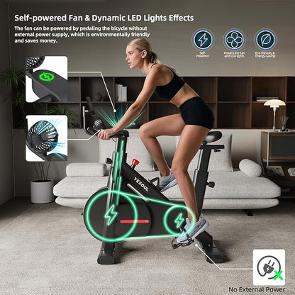 YESOUL Exercise Bike with Exclusive Smart App, Adjustable Magnetic Resistance & 300lbs Capacity, Indoor Stationary Cycling Bike with Stable Triangle Frame, Scenic Rides & Live Classes for Home Workouts