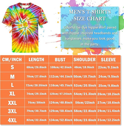 Hippie Costume for Men Women 4PCS Mens 60s 70s Outfit Set Colorful Hippie Shirt Sunglasses Headband Peace Necklace