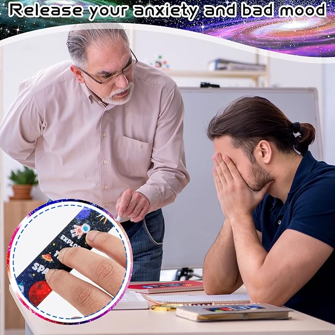 36 Pcs Anxiety Sensory Stickers Mental Health Stickers Fidget Textured Strips Toys Adhesive Tactile Calm Relief Items for Adults Desk School Counselor Classroom(Spaceman Style)