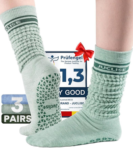 Slouch Pilates Grip Socks Yoga Barre Non Slip Scrunch Merino Wool Gym Workout Breathable Moisture Wicking Anti Odor