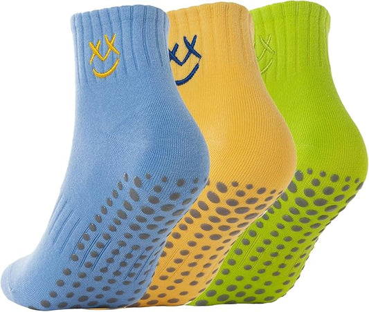 3/6 Pairs Cute Pilates Socks with Grips,Yoga Socks Barre Sock Non Slip Embroidery for Barre Ballet Barefoot Workout