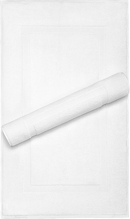 Cotton Paradise 100% Cotton Bath Mats for Bathroom Floor Set of 2 Pack, 20x34 Soft Absorbent Washable Quick Dry Tub Bathmat, White Towel Bath Mat