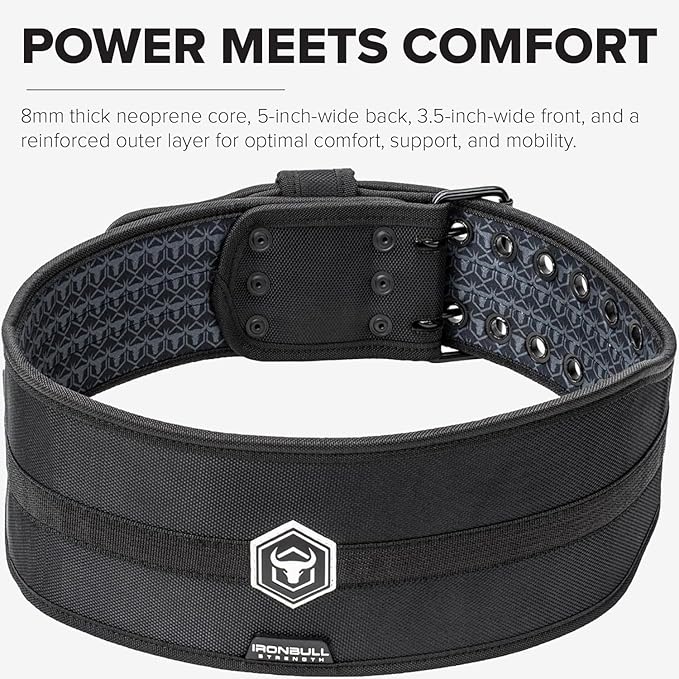 Hybrid Weight Lifting Belt – Heavy Duty Prong Support, Neoprene Interior, Tapered Powerlifting Design – Back Support for Squats, Deadlifts, & Strength Training – Stylish & Rigid Gym Belt for Men & Women