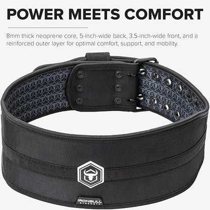 Hybrid Weight Lifting Belt – Heavy Duty Prong Support, Neoprene Interior, Tapered Powerlifting Design – Back Support for Squats, Deadlifts, & Strength Training – Stylish & Rigid Gym Belt for Men & Women