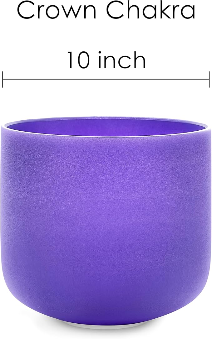 TOPFUND 440 Hz Violet B Note Crystal Singing Bowl Crown Chakra 8 Inch with Heavy Duty Carrying Case and Suede Mallet