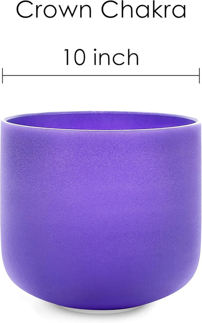 TOPFUND 440 Hz Violet B Note Crystal Singing Bowl Crown Chakra 8 Inch with Heavy Duty Carrying Case and Suede Mallet