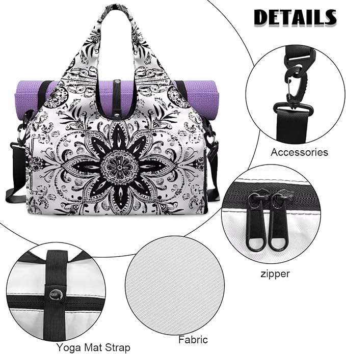 Yoga Mat Bag for Women Men Large Carryall Tote with Adjustable Shoulder Strap for Gym Yoga Travel Pilates Office
