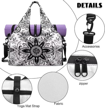 Yoga Mat Bag for Women Men Large Carryall Tote with Adjustable Shoulder Strap for Gym Yoga Travel Pilates Office