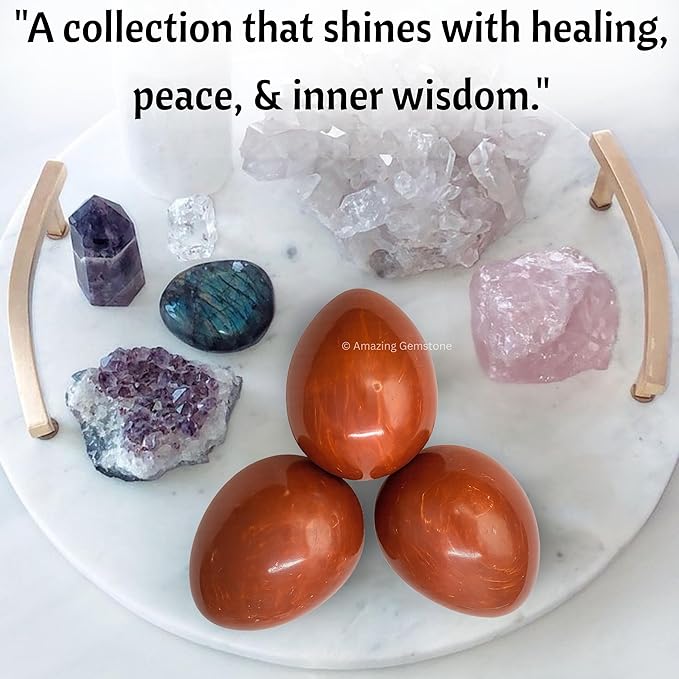 Amazing Gemstone Red Jasper Crystal Yoni Egg, 2 Inches - Premium Crystals and Healing Stones Yoni Egg for Pelvic Floor Health, Natural Healing Crystal Eggs for Meditation and Stress Relief