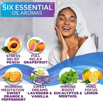Aromatherapy Shower Steamers Gift Set, Six Fizzies - Uplifting, Relaxing, Stress Relief Scents for Women and Men - Self Care Home Spa Experience - Christmas Day Stocking Stuffers and Relaxation Gifts