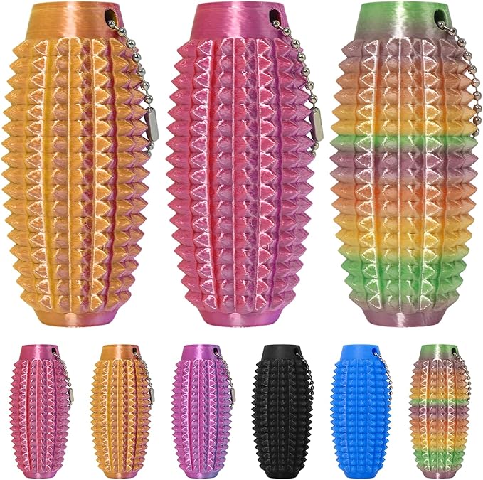 Little Ouchies Fidget Toys,Pain Stim Fidget Toy Reduce Stress for Adults,Anxiety Relief Pain Stim,Spiky Fidget Keychain for Anxiety and Stress Reduction,Novelty Gifts for Friends(Black and Rainbow)