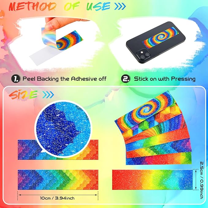 36 Pcs Anxiety Sensory Stickers Mental Health Stickers Fidget Textured Strips Toys Adhesive Tactile Calm Relief Items for Adults Desk School Counselor Classroom(Rainbow Style)