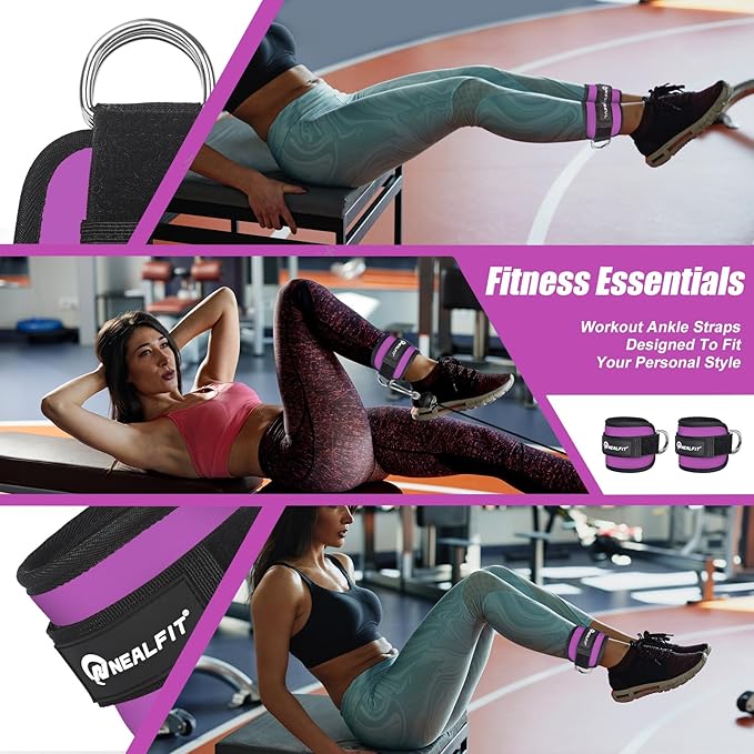 Ankle Strap for Cable Machine, Gym Ankle Cuff for Kickbacks, Leg Extensions, Glute Workouts, Booty Hip Abductors Exercise for Women and Men