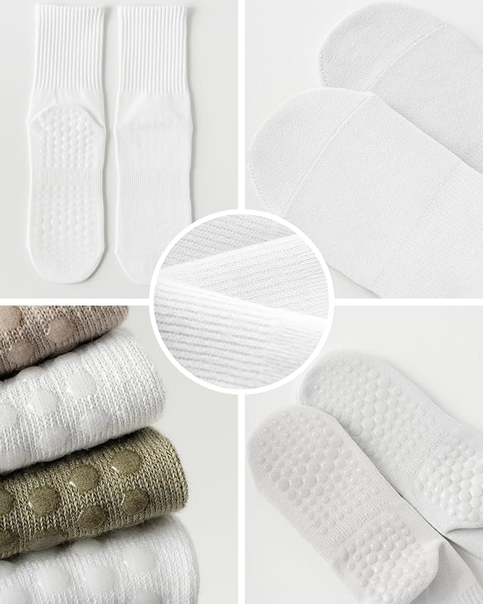3 Pairs Pilates Socks with Grips for Women Non Slip Grip Socks for Yoga Barre Hospital Workout
