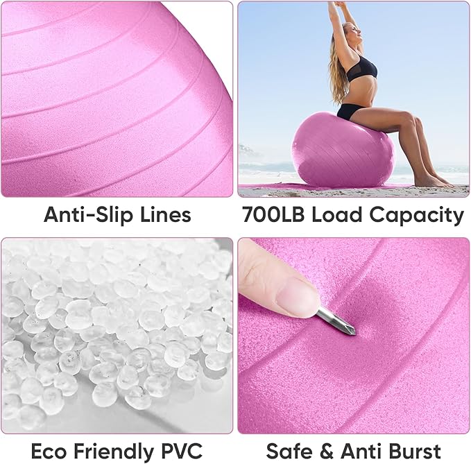 APEXUP Yoga Ball Exercise Ball Anti Slip Heavy Duty for Fitness, Balance & Core Workout