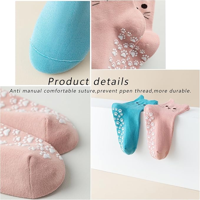 Cute Cat Pilates Sock with Grips Non-slip Yoga Sock Grip Socks for Women,Gifts for Women