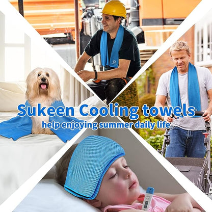 Sukeen [4 Pack Cooling Towel (40"x12"), Soft Breathable Chilly Microfiber Towel for Yoga,Sport,Running,Gym,Workout,Camping,Fitness,Workout & More Activities