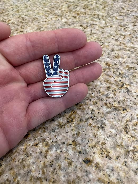 Bulk 20 Pack Patriotic Peace Sign Morale Pin - American Flag Peace Symbol - Perfect for 4th of July Parades, July Fourth Party, Veteran's Day or Political Rally