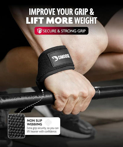DMoose Fitness Lifting Straps 24" (Pair) - 5mm Padded Durable Wrist Straps for Weightlifting & Powerlifting - Cotton Lifting Strap with Silicone Grip for Men & Women - Deadlift Strap for Gym Workout