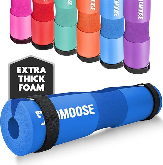 DMoose Fitness Barbell Pad for Hip Thrust, Squat & Lunges - Non-Slip Thick Foam Cushion for Neck and Back Support with Two Straps - Hip Thrust Pad for Leg Day - Fits All Olympic Bars and Smith Machine