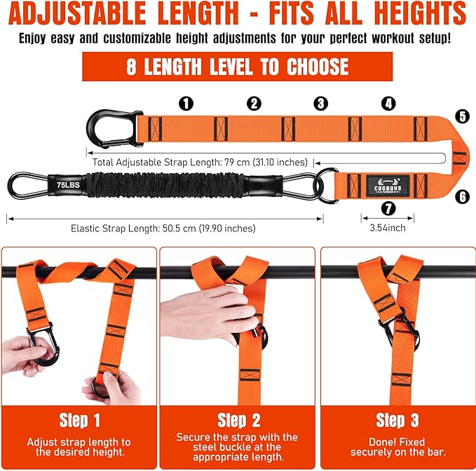 Pull Up Assistance Bands, 300lbs Heavy Duty Resistance Bands for Pull Ups with Adjustable Height, Fabric Feet Rest & Knee Support, Strength Training Pull Up Bar Assist Bands for Home Gym Workouts