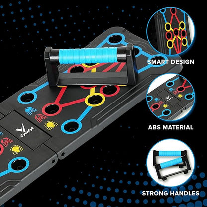 Foldable Push Up Board - Home Workout Equipment with Color-Coded System - Multi-Functional Push-Up Stands for Strength Training, Chest, Arms & Core - Portable Gym for Men & Women