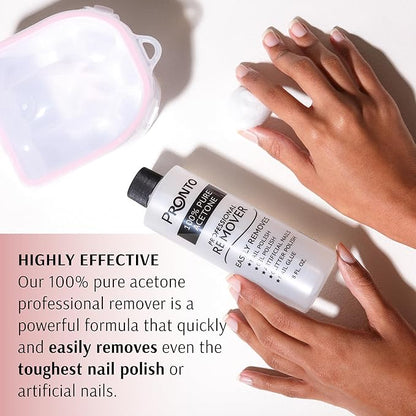 Pronto 100% Acetone Gel Nail Polish Remover - Gel Polish Remover for Nails | Acetone Nail Polish Remover & Acrylic Nail Remover for Removal of Glue, Gel & Dip | Gel Nail Remover, 12 Fl oz