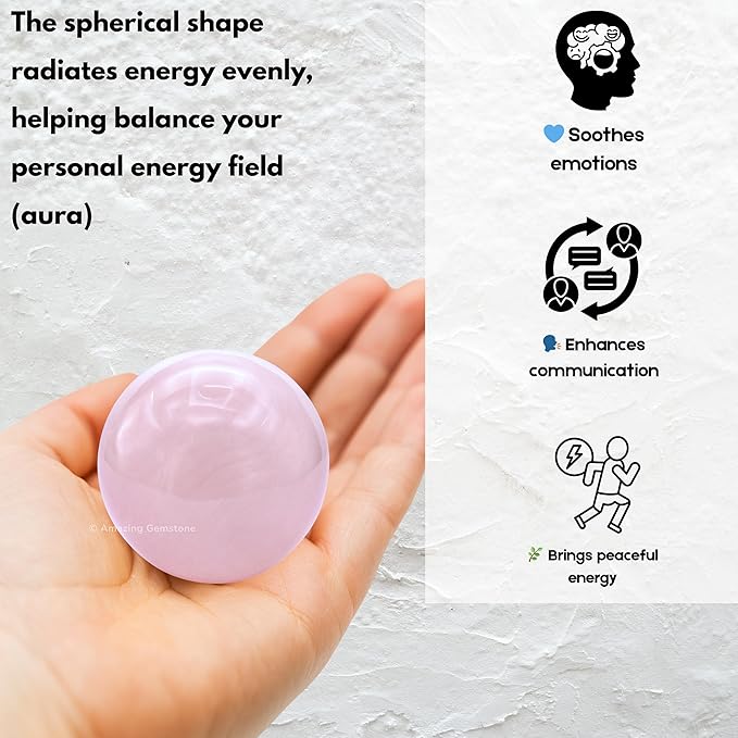 Amazing Gemstone Pink Calcite Crystal Ball with Stand - 2 Inches Crystal Sphere Meditation Balls for Witchcraft and Decorative Balls