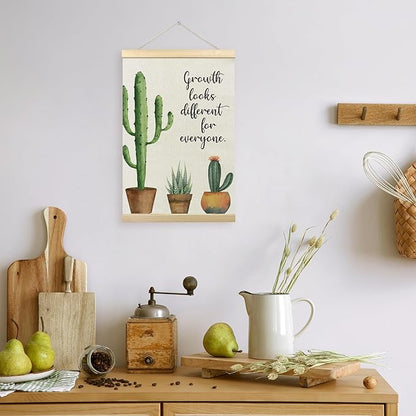 TLESKE Mental Health Cactus Poster Hanger Frame, Motivational Inspirational Hanging Wall Art Decor Framed for Therapy Counseling Office, Growth Looks Different for Everyone Wall Prints Picture, 16x24