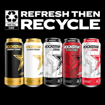 Rockstar Energy Drink, Sugar Free, 12oz Sleek Cans (8 Pack)