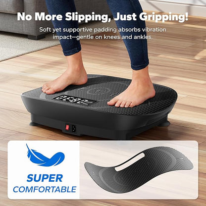 MERACH Vibration Plate Exercise Machine, Slim Vibration Plate for Lymphatic Drainage Weight Loss, Vibrating Plate with Real-Time Calorie Tracking on LED Display, Workout Equipment for Home Women Men