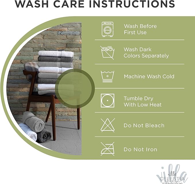 100% Cotton Bath Towel Set of 18-4 Bath Towels, 6 Hand Towels, 8 Wash Cloths, Sustainable, Soft, Highly Absorbent, Combed Cotton 18 Piece Set for Hotels, Spa, Bathroom, Dorm, Sage