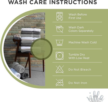 100% Cotton Bath Towel Set of 18-4 Bath Towels, 6 Hand Towels, 8 Wash Cloths, Sustainable, Soft, Highly Absorbent, Combed Cotton 18 Piece Set for Hotels, Spa, Bathroom, Dorm, Sage