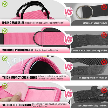 Ankle Resistance Bands with Cuffs, Leg and Glutes Workout Equipment, Resistance Bands with Ankle Straps for Cable Machine Kickbacks, Booty Workouts, Lower Body Exercises - Home Gym Exercise Equipment