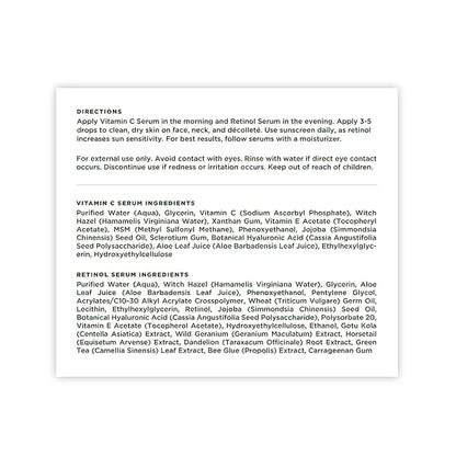 Tree of Life Beauty Facial Skin Care Set, Brightening, Firming, Hydrating, Dry Face, Dermatologist Tested - Vitamin C Serum (Brightens) + Retinol Serum (Smooths) - Skin Care Kit, 2 count of 1 Fl Oz