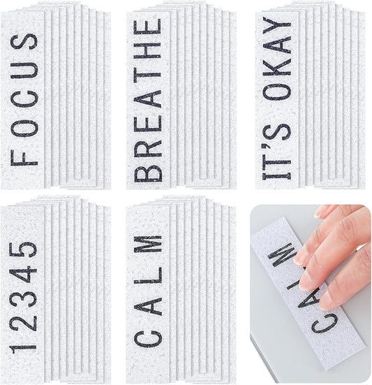 Crtiin 50 Pieces Anxiety Sensory Stickers for Anxiety Relief Items Mental Health Stickers Fidget Textured Strips for Office Desk Relieve Adult Stress(White Back)