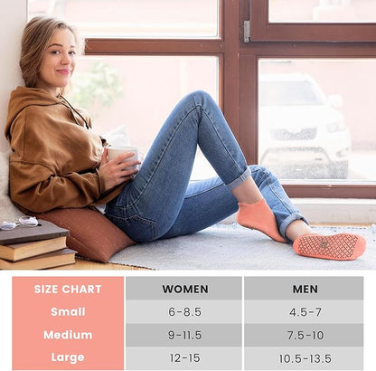 unenow Unisex Non Slip Grip Socks with Cushion for Yoga Pilates Barre Home & Hospital