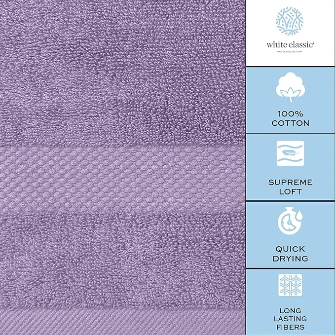 White Classic Luxury Soft Bath Sheet Towels - 650 GSM Cotton Luxury Bath Towels Extra Large 35x70 | Highly Absorbent and Quick Dry | Hotel Quality Extra Large Bath Towels Oversized, Lavender, 2 Pack