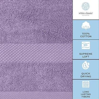 White Classic Luxury Soft Bath Sheet Towels - 650 GSM Cotton Luxury Bath Towels Extra Large 35x70 | Highly Absorbent and Quick Dry | Hotel Quality Extra Large Bath Towels Oversized, Lavender, 2 Pack