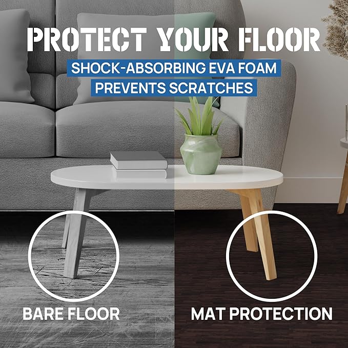 Yes4All 48SQ.FT Wood Grain Puzzle Exercise Mat Protective Flooring, EVA Interlocking Foam Floor Tiles with Border for Home