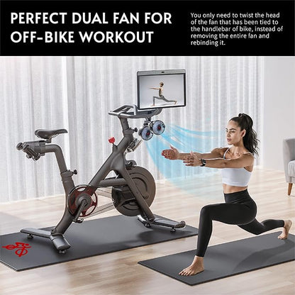 Dual Fan Compatible with Peloton Bike & Bike Plus & Treadmill, 3 Speed and Rechargeable, Adjustable Rotation, Home Gym Accessories for Workout