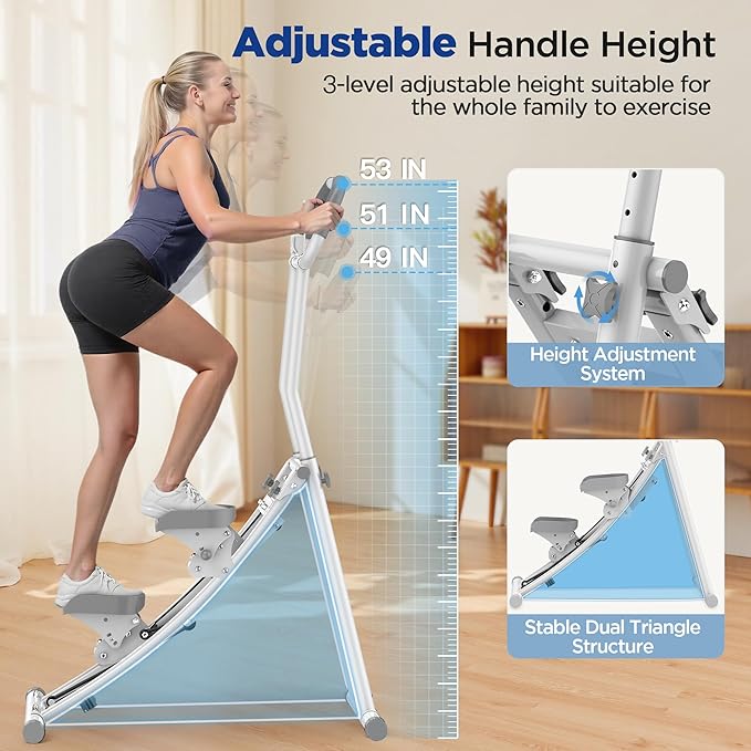 Stair Stepper for Home Gym Exercise, Stair Climber for Full Body Workout with Adjustable Handlebar & Pedals, Compact Foldable Vertical Cardio Exercise Climber with LCD Display